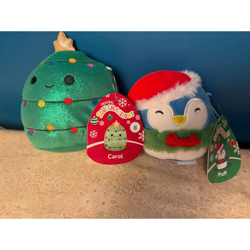 Squishmallows 5 in Christmas Carol the Tree and Puff the Penguin Holiday Bundle